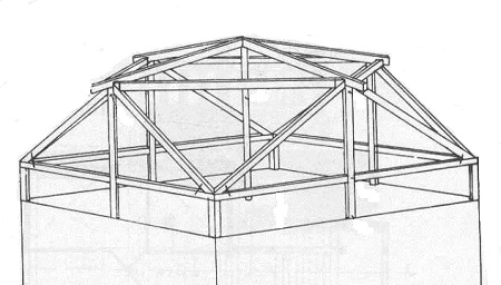 Пример стропильной системы многощипцовой крыши