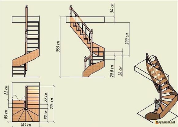 деревянная лестница на второй этаж чертеж