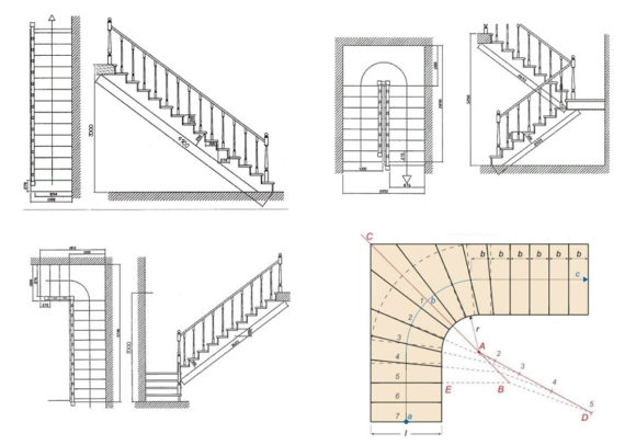 деревянная лестница на второй этаж чертеж